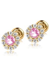 fancy yellow gold cubic zirconia October baby birthstone earrings